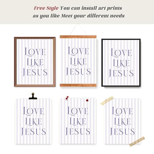 LARTSFRO Coquette Purple Bow Jesus Wall Art Decor Posters, Purple Bow Christian Room Bedroom Bathroom Dorm Wall Art Decor Aesthetic for Teen Girls Gifts, Inspirational Bible Verses Bow Wall Decor, 10x8 Inch Set of 4 Bow Pictures (UNFRAMED) thumbnail 4
