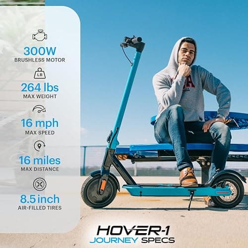 Hover-1 Journey Electric Scooter 14MPH, 16 Mile Range, 5HR Charge, LCD Display, 8.5 Inch High-Grip Tires, 220LB Max Weight, Cert. & Tested - Safe for Kids, Teens, Adults thumbnail 2