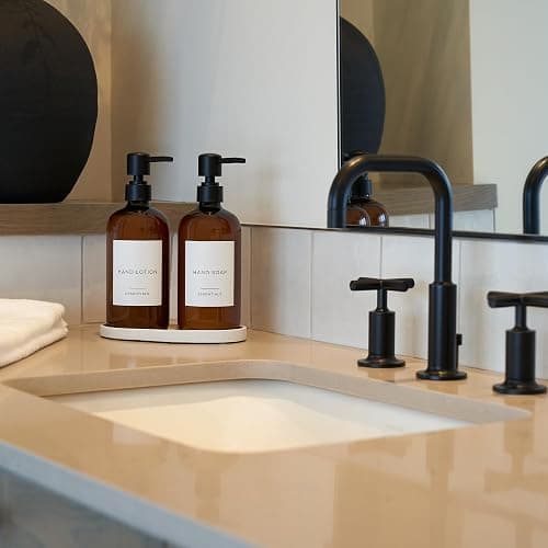 Stylish Soap Dispenser Set of 2 for Kitchen Or Bathroom - Quality 21oz Dish and Hand Soap Dispensers - Extra Durable Amber Dispensers Perfectly Enhance Your Bathroom Or Kitchen - Brown thumbnail 6