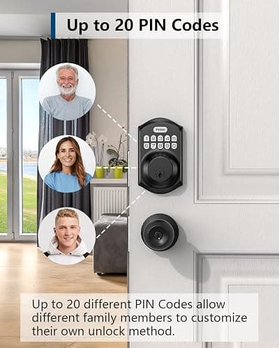 TEEHO TE001 Keyless Entry Door Lock with Keypad - Smart Deadbolt Lock for Front Door with 2 Keys - Auto Lock - Easy Installation - Matte Black thumbnail 2