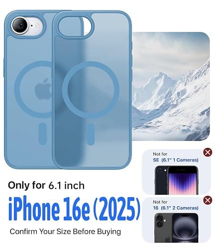 Eastinbox Magnetic Shockproof for iPhone 16e Case 2025[Compatible with MagSafe][Military-Grade Protection] Anti-Yellowing, Matte Back Protective Phone Case for iPhone 16 e case 6.1",Light Blue thumbnail 6