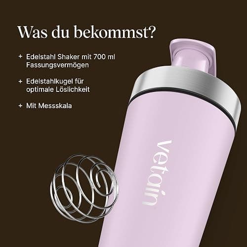 VETAIN Edelstahl Shaker 700ml - 100% Auslaufsicher - Premium Protein Shaker mit Mixball - Außen gravierte Messskala - Frei von BPA & DEHP - spülmaschinenfest, robust & langlebig - Rosa thumbnail 5