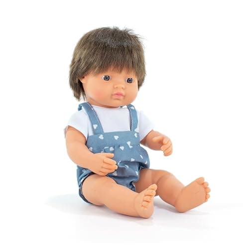 Miniland Baby Doll Brunette Boy 38cm. Made in Spain with vanilla scent. Anatomically correct. My Friends & Me collection - Image 1