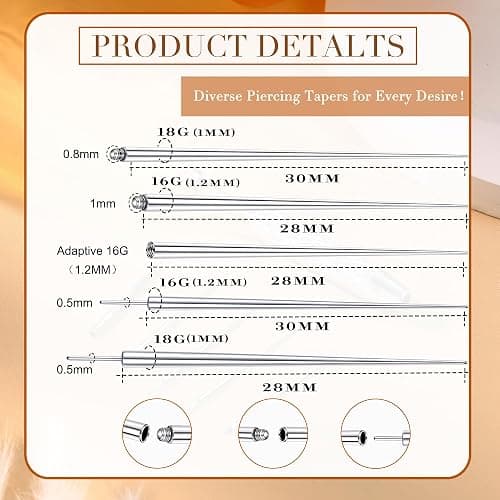 GEMQUEEN Piercing Taper Ball Grabber Tool for Changing Jewelry - 14G 16G 18G 20G Stainless Steel Flat Back Earrings Applicator Tool Threadless Insertion Pin Thread Body Piercing Kit for Ear Nose Lip thumbnail 2