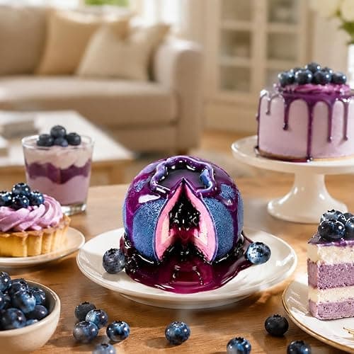 Juome 3D Blueberry Silicone Mold for Mousse Cake - 12 Cavity Fruit Pudding Blueberry Molds for Baking Pastry, Ice Cream, Cake Decoration Mould Supplies thumbnail 4