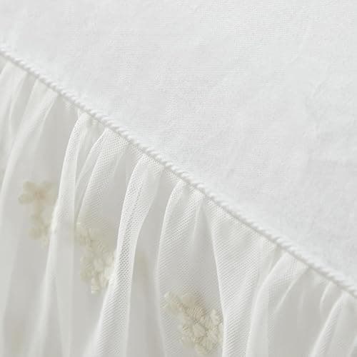 Brandream Luxury Ivory White Lace Bed Skirt Queen Size Split Corners Romantic Vintage Girls Bed Cover Dust Ruffle Bed Skirts 18 Inch Drop thumbnail 9