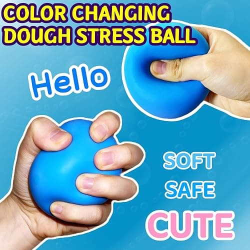 Squishy Dough Stress Ball Squeeze Toy (1 Pack) Squishy Stress Balls for Kids and Adults, Funny and Soft Change Color Squeeze Ball, Squish Ball, Ideal for Anxiety Relief, Autism, ADHD (Blue) thumbnail 2