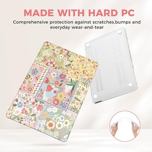 iCasso for MacBook Air 13 inch Case 2020 2019 2018 Release A2337 M1 A2179 A1932, Flower Hard Shell Protective Case for MacBook Air 13.3 inch + Keyboard Cover + Screen Film, Pink thumbnail 3