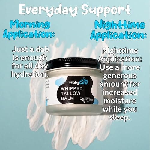 HolyCow 100% Grass Fed Beef Tallow For Skin - Whipped Tallow Balm with Organic Jojoba Oil (Unscented/Herb-Infused), Grass Fed Beef Tallow Face Moisturizer for Eczema, Baby, Lip Balm thumbnail 4