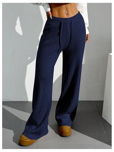 Verdusa Women's Straight Leg Baggy Sweatpants Comfy Lounge Pants Wide Leg Yoga Workout Knit Trousers Fall Outfits 2025 thumbnail 7