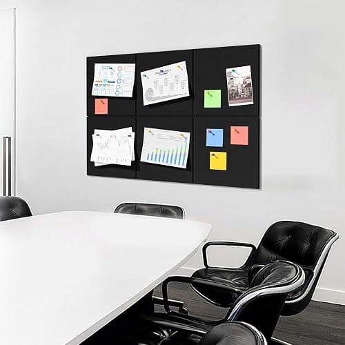 MaxGear Large Cork Board for Wall 36" x 24", Black Bulletin Board, 6 Pack Felt Wall Tiles with Pushpins, Cork Boards for Office Pin Board Tack Board Cork Boards thumbnail 2