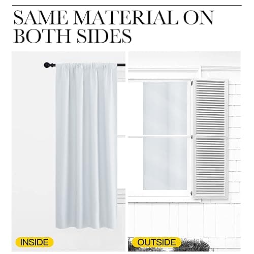 NICETOWN Greyish White Window Curtain Panels - Thermal Insulated Rod Pocket Room Darkening Curtain Sets for Bedroom (Platinum - Greyish White, 2 Panels, 42 in x 36 in (W x L)) thumbnail 7