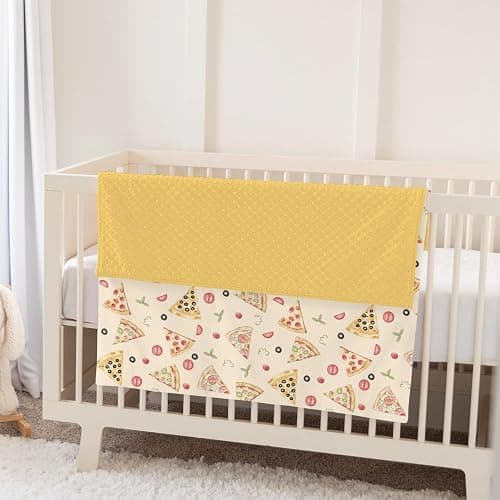 Watercolor Pizza Party Baby Blankets for Girl Boy Cute Pizzas Plants Soft Mink Dotted Backing Double Layer Swaddle Receiving Blanket Pizza Lovers Gift Bed Throws for Newborn Toddler Crib 30x40 thumbnail 5