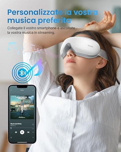 RENPHO Eyeris 1 - Massaggiatore per gli occhi con riscaldamento, Maschera occhi con musica Bluetooth per l'emicrania, Relax e affaticamento occhi, Massaggiatore riscaldato per occhi e viso thumbnail 2