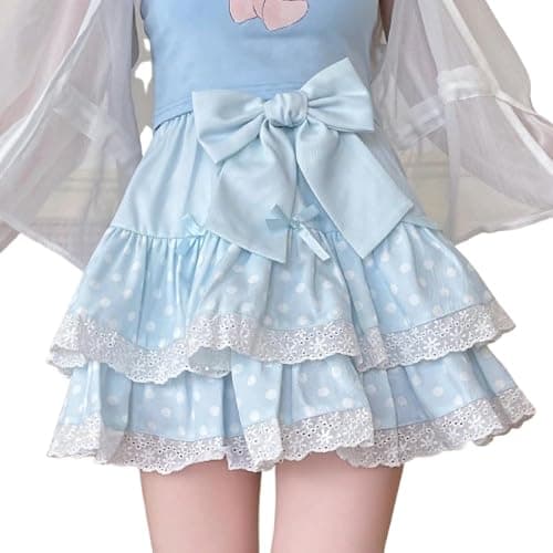 Wayolyn Sweet Lolita Mini Skirt for Women Bow Cake Skirt High Waist Kawaii Vintage Layered Lace Party A-line Mini Skirts - Image 1