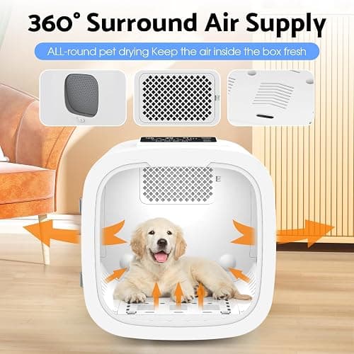 Cobuy 52L Automatic Pet Dryer Box, Pet Grooming Dryer, Cat Hair Drying Box, Light, 5 Modes, Adjustable Speed and Temperature, Timer, Low Noise (52L White) thumbnail 3
