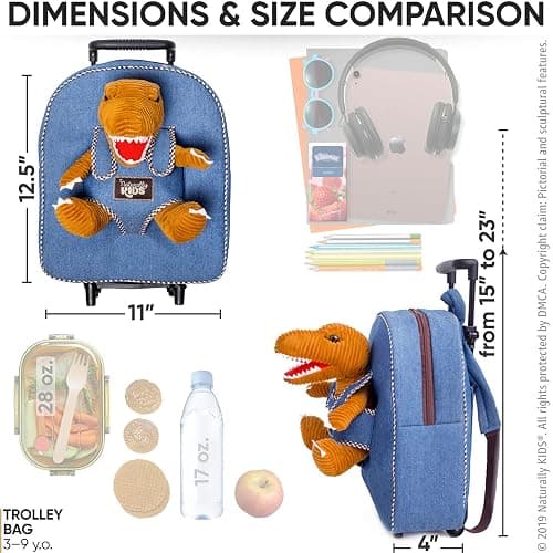 Toddler Luggage for Boys w Dinosaur Toys, Kids Rolling Backpack for Boys, Toddler Suitcase, Gifts for 3 4 5 6 Year Old thumbnail 2