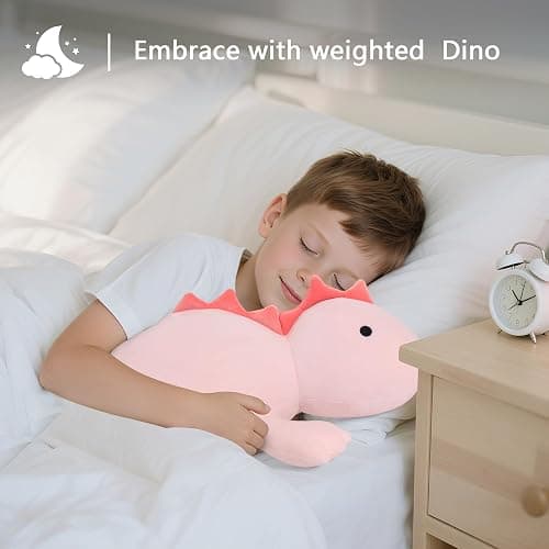 22" 3.5 lbs Weighted Dino Stuffed Toys, Cute Animals Plushie Dolls Pillow Gifts for Kids Adults (Pink) thumbnail 4