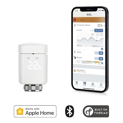 Eve Thermo (Apple Home) 4er Set - Smartes Heizkörperthermostat, Made in Germany, spart Heizkosten, smarte Heizungssteuerung, einfach installiert, Stiftung Warentest geprüft, Thread thumbnail 3