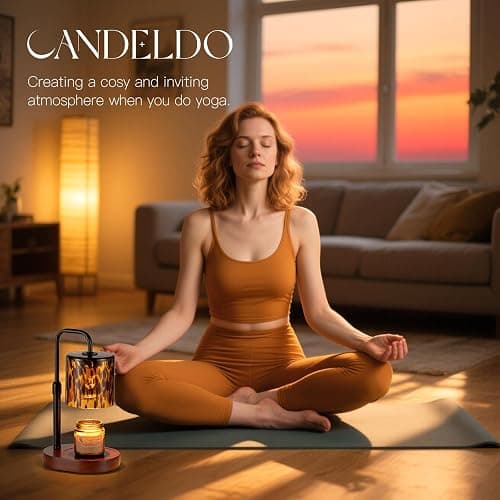 Candeldo Candle Warmer Lamp with Timer, Tortoise Shell Glass Shade | Height Adjustable, Dimmable, with Leopard-Inspired Details, Vintage Home Decor, Includes 2 Bulbs thumbnail 8