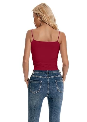 LuneNuelle Women Camisole Tube Tops - Crop Bandeau Tank Built in Bra Spaghetti Strap Y2K Basic Cute Sexy Padded Cami Top thumbnail 2