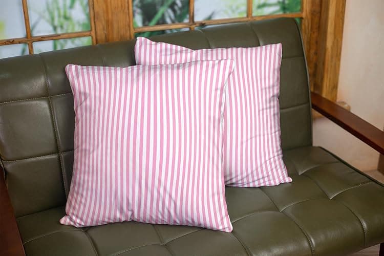 EMMTEEY Set of 2 Stripe Pink White Pillow Covers Geometric Stripes Throw Pillow Covers 18x18 Inch Decorative Pillow Cases for Couch Bedroom Living Room thumbnail 3