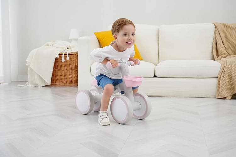 KidRoller Kid's Balance Bikes for 1 Year Old Boys and Girls, 12-36 Months Toddler Ride-on with Adjustable Seat and a Front Basket, First Birthday Gifts (Pink) thumbnail 6