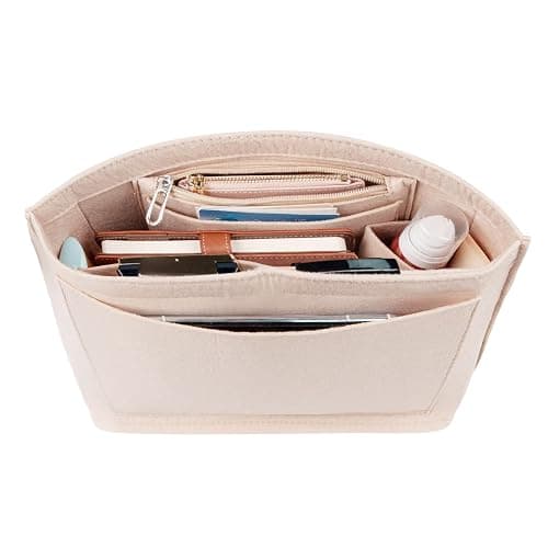lumanothy Organizer per borse con tasca multipla, in feltro, per Longchamp, polene, borsa per la spesa, beige, M thumbnail 9