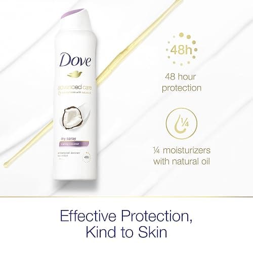 Dove Advanced Care Dry Spray Antiperspirant Deodorant Caring Coconut 3 Count For Women With 48 Hour Protection Soft And Comfortable Underarms 3.8 oz thumbnail 5