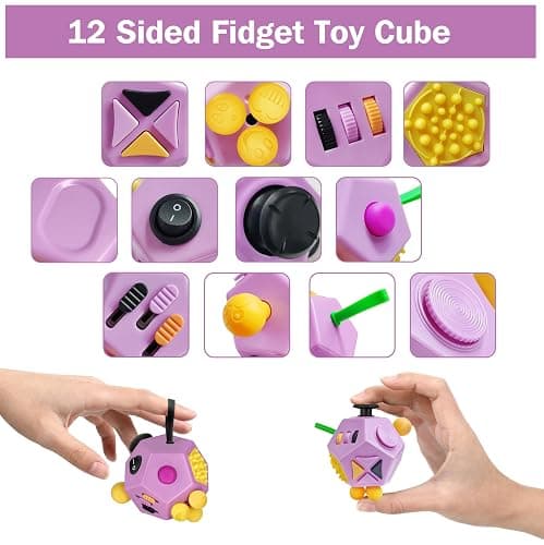 VCOSTORE Fidget Cube for Kids Adults, Fidget Toys for Anxiety, Cube Fidgets Toy Anti Stress Autism OCD ADHD, 12 Sided Sensory Toys for Adult Girls Boys Teens thumbnail 4
