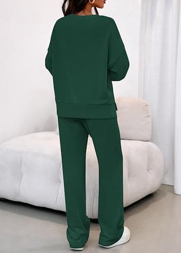 KIRUNDO Fall Sweatsuits Women 2 Piece Outfit Lounge Sets 2025 Matching Airport Oversized Sweatshirt Sweatpants Tracksuit thumbnail 3