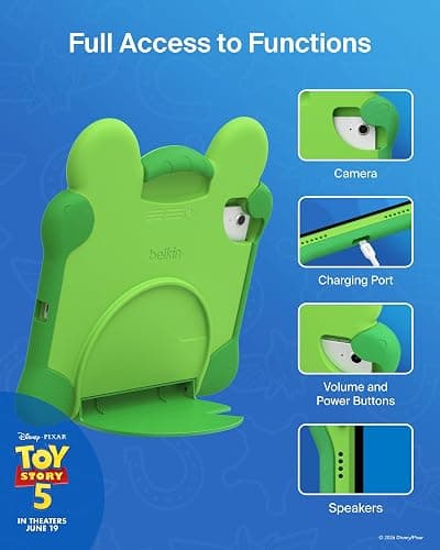 Belkin Disney Pixar Toy Story 5 Lilypad iPad A16 Kids Case, 11th/10th Gen | Shockproof Protective Kids Case for iPad A16 11th Gen and 10th Gen with Easy-grip Handle, Kickstand, Durable Non-toxic Design thumbnail 10