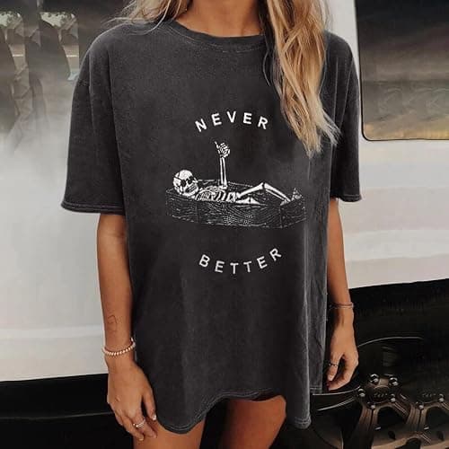 Wukreran Oversized Tops for Women Short Sleeve Shirts Dressy Casual Plus Size Cute Graphic Tees Summer Loose Fit T-Shirts thumbnail 2