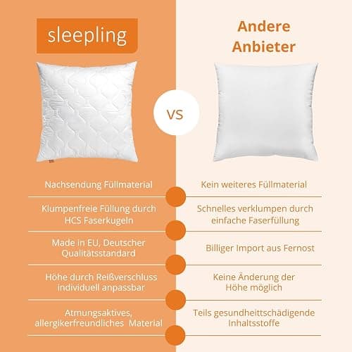 sleepling Kopfkissen 80x80 cm, Allergiker Kissen, waschbar, Made in EU, Ökotex, großes Schlafkissen 80 x 80, Bettkissen, Pillow, Komfort 100 - 1 - 80 x 80 cm thumbnail 6