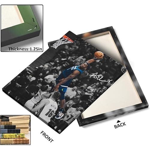 NBA Canvas Wall Art Decor - Anthony Edwards Iconic Dunk, Timberwolves Slam Dunk Action, High-Flying Basketball Moment, Sports Poster for Home or Game Room Wall Decoration 12x16 thumbnail 7