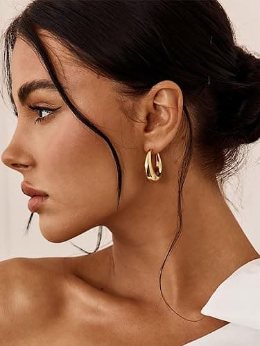 36 Pairs Gold Hoop Earrings Set for Women Multipack, Hypoallergenic Chunky Chain Twisted Hoop Earrings Pack, Fashion Dangle Earrings Jewelry for Gift thumbnail 2