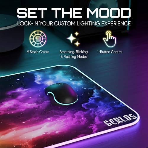 Gerlos RGB Large Gaming Mouse Pad, Extended Soft LED Mouse Pad, Non-Slip Rubber Base, Water Resist Keyboard Pad, Computer Mousepad 31.5×11.8 inches thumbnail 5