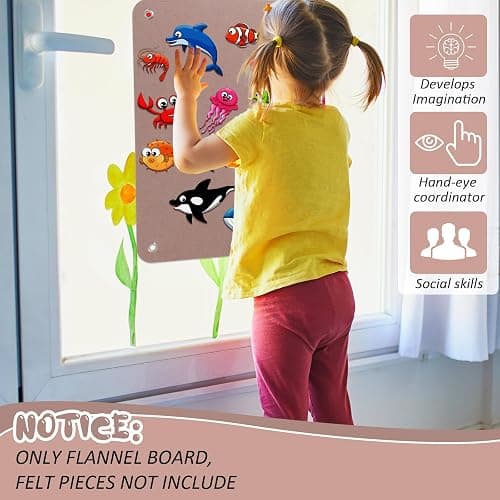 Yunsailing 4 Pieces Felt Board for Toddlers Classroom Flannel Board Stories for Preschool Homeschooling, Kids Felt Story Activity Wall Hanging Children Birthday Gifts, 11.8 x 15.75 Inch (Camel) thumbnail 5