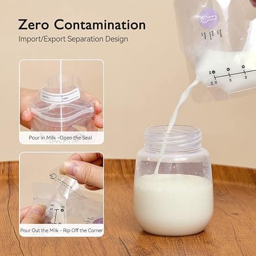 Momcozy Breastmilk Storing Bags, Temp-Sensing Discoloration Milk Storing Bags for Breastfeeding, Disposable Milk Storage Bag with 6 Ounce Self Standing, No-Leak Milk Freezer Storage Pouches, 120pcs thumbnail 4