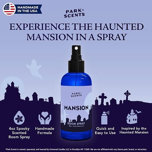 Park Scents Mansion Fragrance Room Spray – Theme Park Scented Air Freshener Spray with Peony, Violet, Plum, Leather, Patchouli, Aged Wood, Amber, Musk, Vanilla – Friend Birthday Gifts for Women (4oz) thumbnail 2