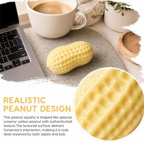 MEQUEQ Peanut Squeeze Squishies, Slow Rising Anti-Anxiety Fidget Toy | Soft Squeezable Peanut for Relief Hand Relax, Work & Home Use (PU) thumbnail 3