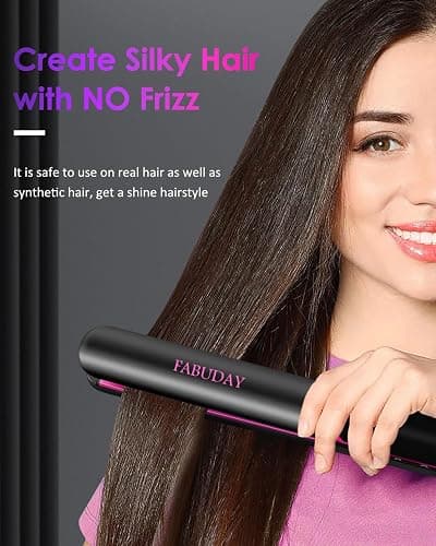 Fabuday Flat Iron Hair Straightener Dual Voltage - Heat Up Quickly, LCD Display & Auto Shut-Off, 12 Adjustable Temp Hot Iron for All Hair Types, 1 Inch Floating Ceramic Plates thumbnail 3