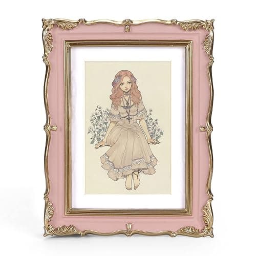 PHAREGE Vintage Picture Frame 5x7 Pink Gold, 5 by 7 Ornate Decorative Antique Frame with Mat for 4x6 Photo, Fancy Matted Frame for Desktop or Wall, Horizontal or Vertical - Image 1
