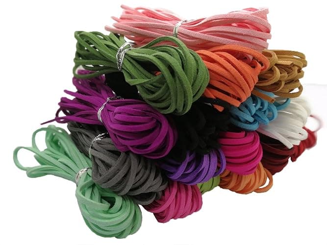 100 Yards Suede Leather Cords Leather Lace Flat Faux Suede Cord String Thread Velvet Cord for Necklace, Bracelet, Beading and DIY Crafts 20 Color Mixed thumbnail 3