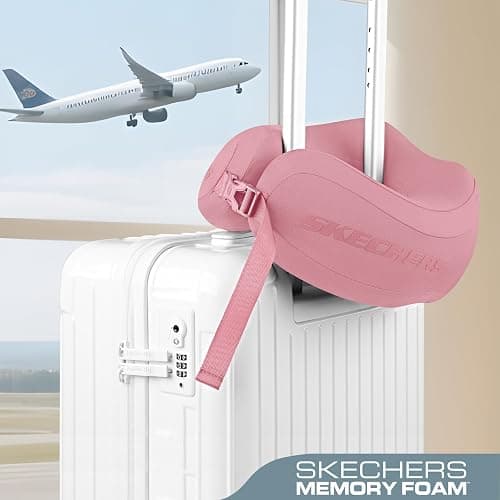 Skechers Neck Pillow for Traveling,Memory Foam Travel Neck Pillow for Airplane Travel Pillow for Flight Headrest Sleep, Portable Plane Accessories,Pink thumbnail 5