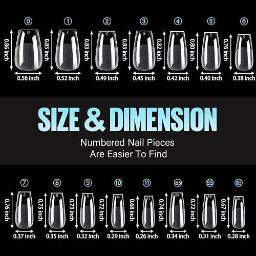 TOMICCA Medium Coffin Nail Tips, 240Pcs 15 Sizes, Half Matte Gel Nail | Nail Extension Tips Set, Full Cover Pre Shaped Fake Nails for Beginner and Professional DIY Nail Salon thumbnail 7