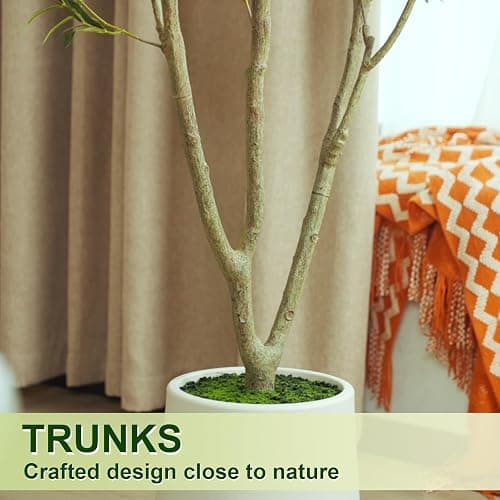 VIVATREES Olive Trees Artificial Indoor, 5FT Tall Faux Olive Tree with White Tall Planter, Artificial Plants with Natural Wood Trunk and Lifelike Fruits for Home Office Decor thumbnail 8