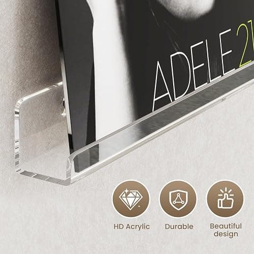 Gotega 8 Pack Vinyl Record Shelf Wall Mount, 12 inch Album Record Holder Display, Clear Acrylic Floating Shelves for Wall, Suitable for Bedroom, Living Room, Magazine Shelf, Kids Bookshelf, etc thumbnail 4