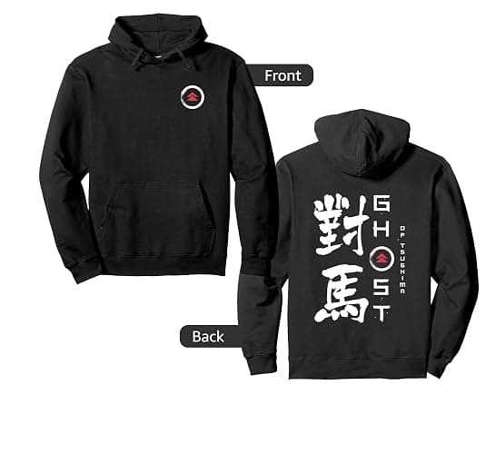 Ghost of Tsushima Front and Back Kanji and Logo Video Game Pullover Hoodie - Image 1