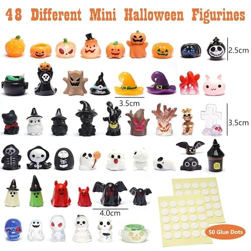 ZMRU Halloween Miniatures - 48 Types Miniature Figurines Mini Resin Animals, for Halloween Decorations, Halloween Party Favors Bag Fillers Garden Dollhouse Decor thumbnail 3